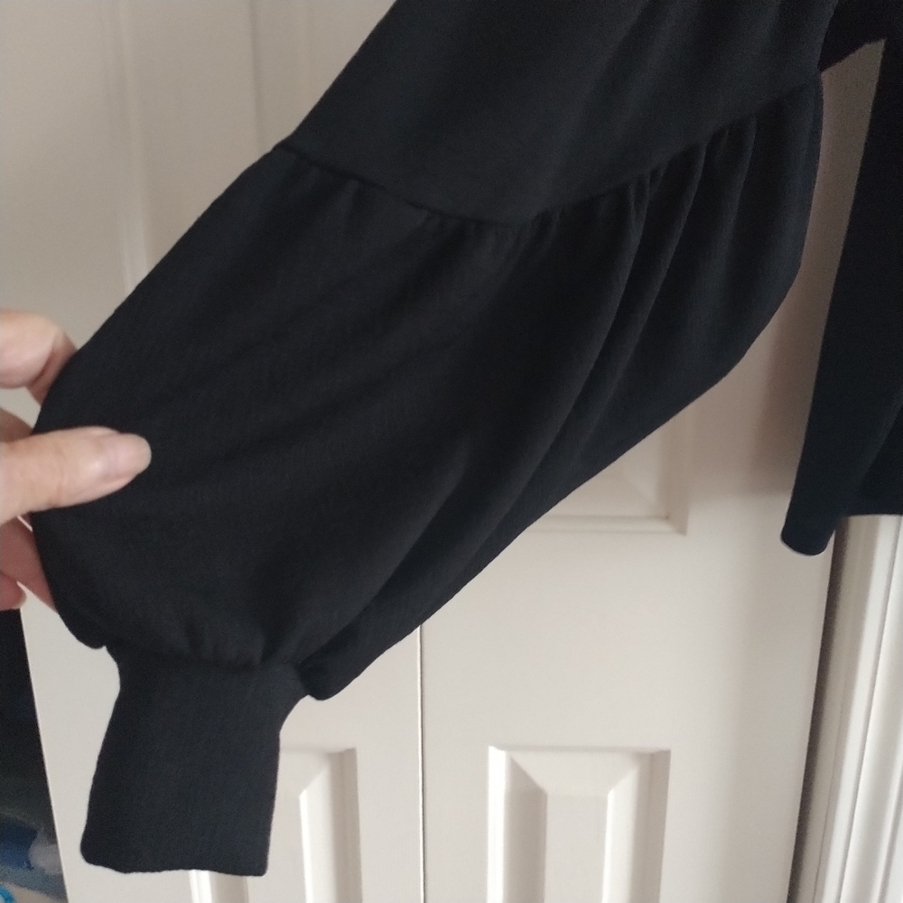 Zara Black Mock turtleneck Oversized Crop Top S - Picture 5 of 13
